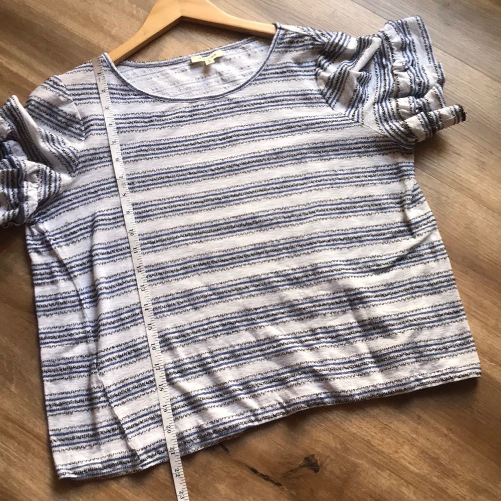 Max Studio Ruffle Sleeve Striped Blouse - Picture 4 of 8